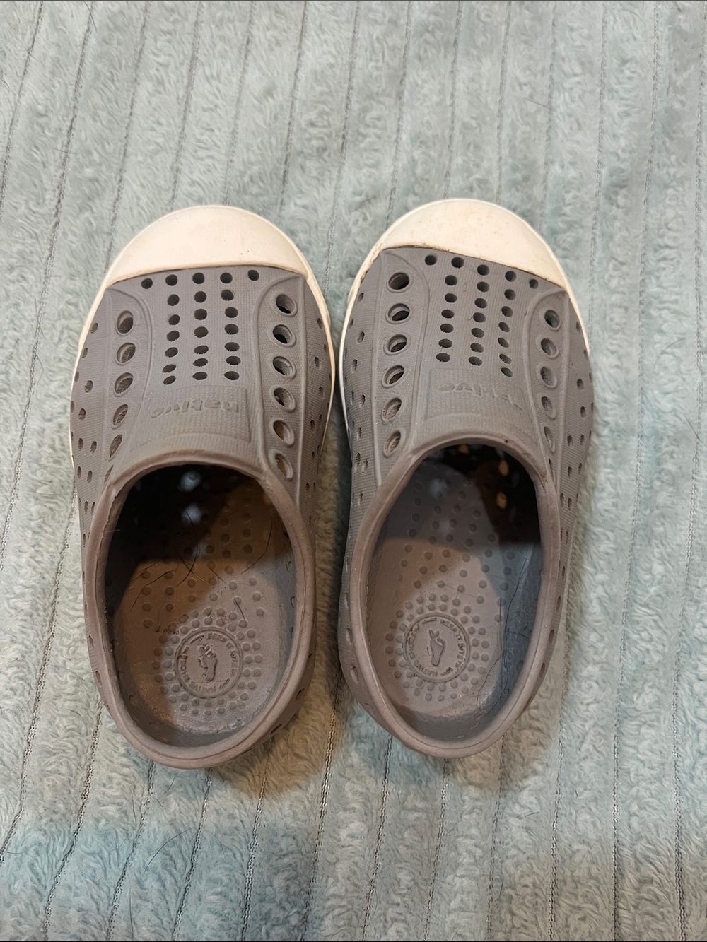 Toddler Native Gray Slip-On Shoes with White Toe Cap